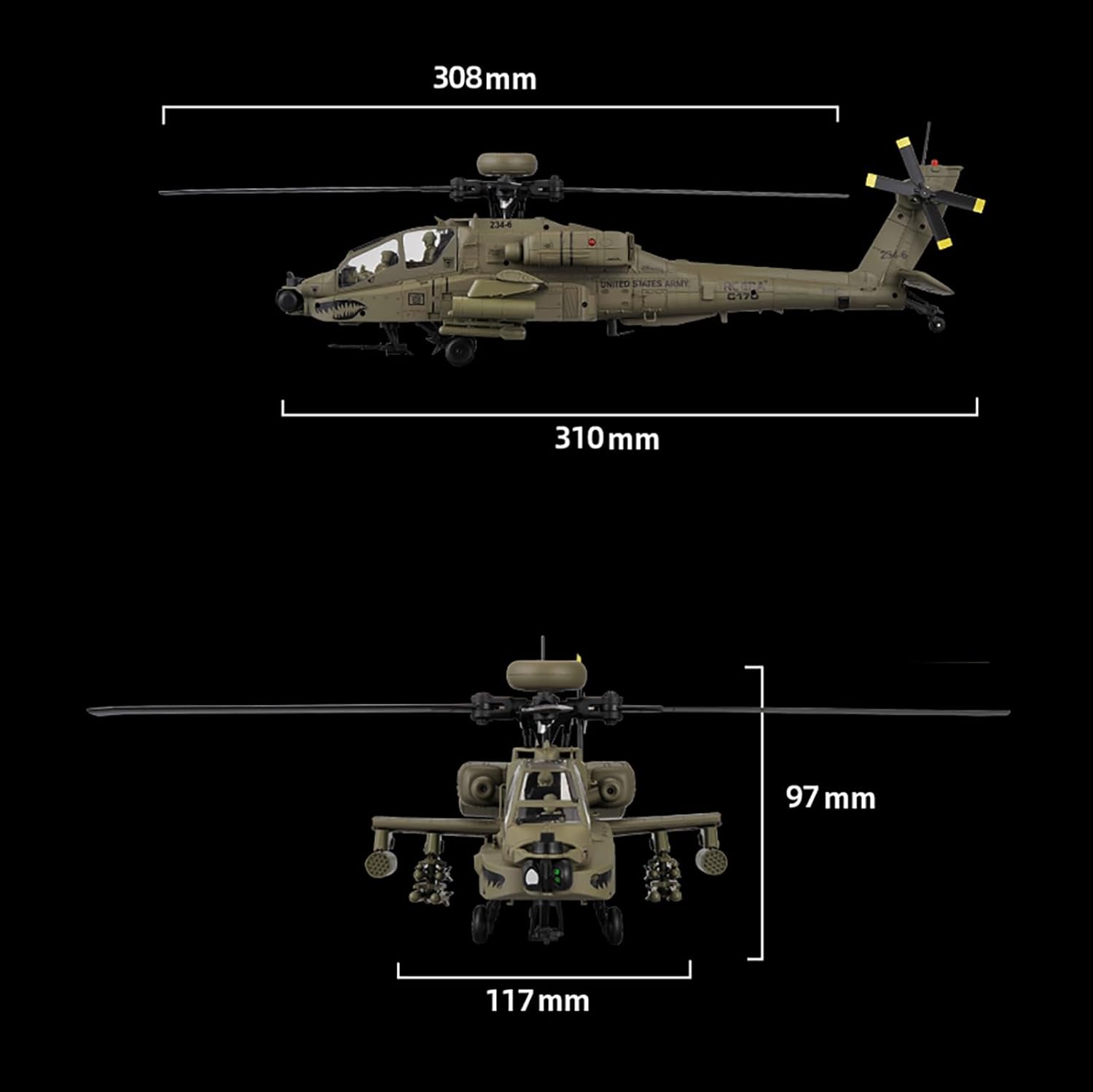 310MM 6CH C170 AH-64D Remote C - đánh giá và giá Rc Helicopter Case